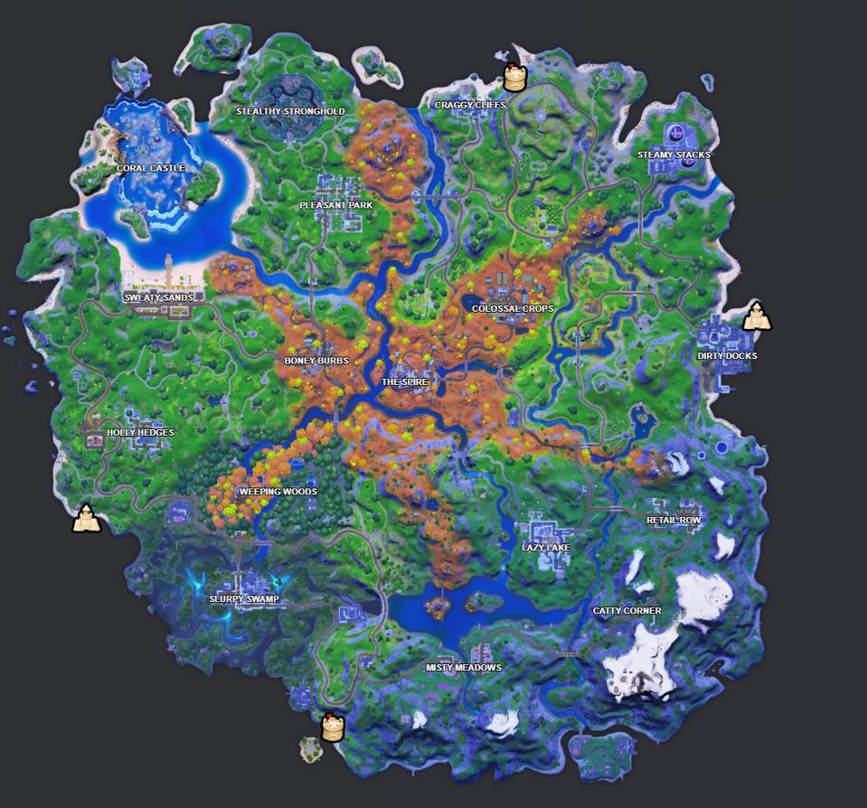 Fortnite sand castle special locations map