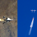 "Space tour, Virgin Galactic makes its first manned flight."

