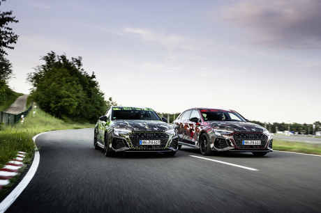 Audi RS 3 Kyalami green camouflage and Audi RS 3 Sportback Tango Red