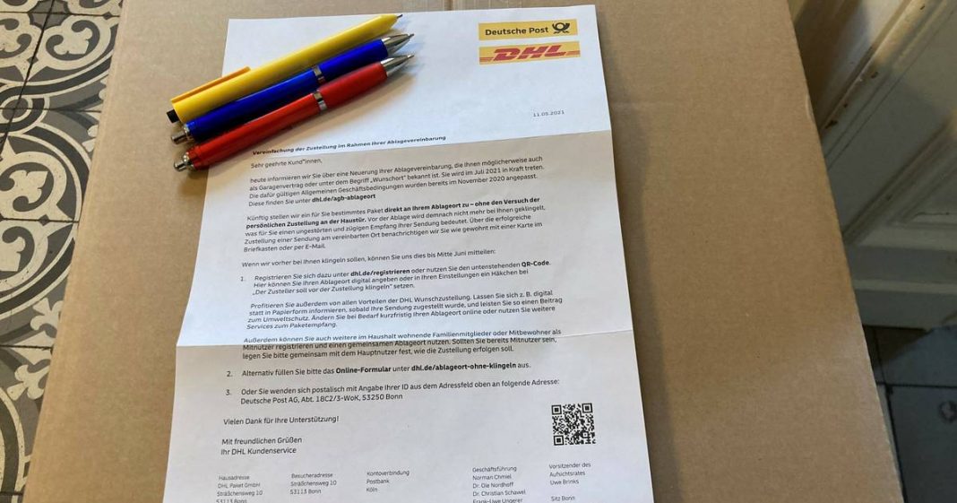 The messenger no longer has to ring the bell in every case: DHL changes parcel delivery

