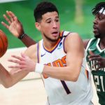 Devin Booker (Phoenix Suns) touches Milwaukee in Game Three of the NBA Finals

