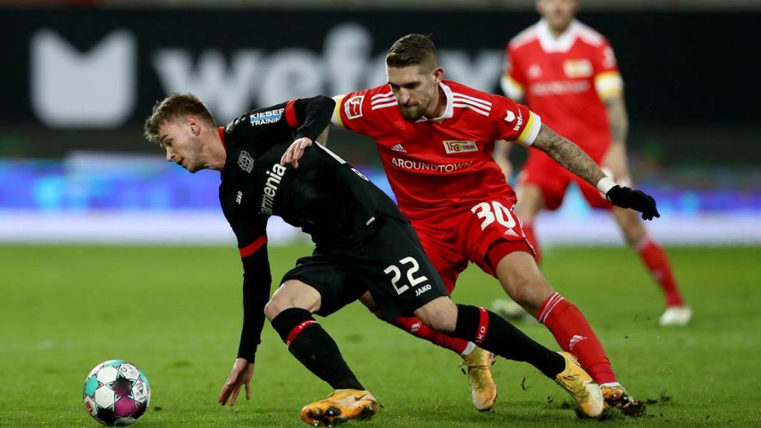 Das Hinspiel gewann Union Berlin mit 1:0 gegen Bayer Leverkusen.