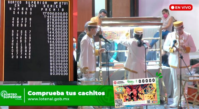Mexican National Lottery Results Superior Draw No. 2701

