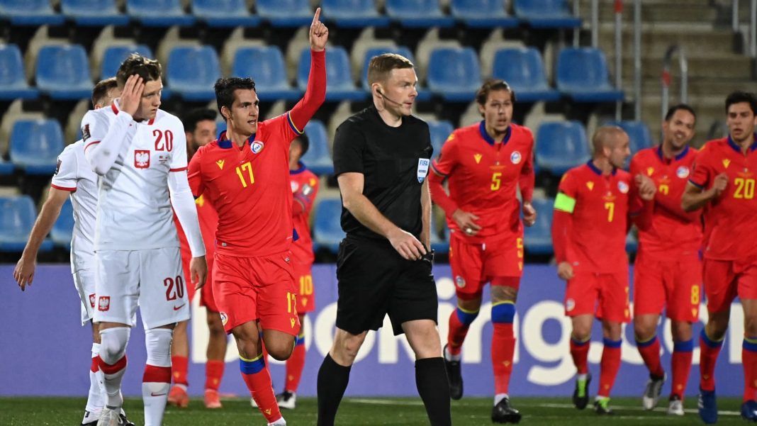 A player was sent off after ten seconds during Andorra and Poland

