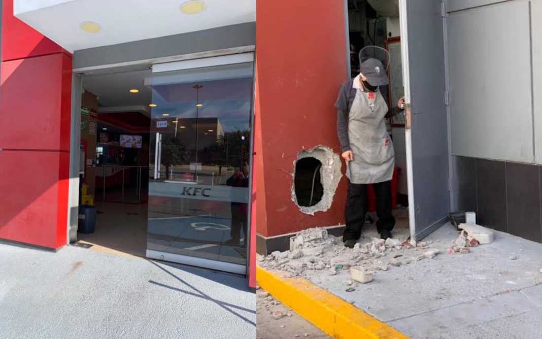   They drilled a hole to rob KFC;  They take money and stuff

