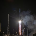A Soyuz launcher takes off from French Guiana with two new satellites of the European Galileo constellation

