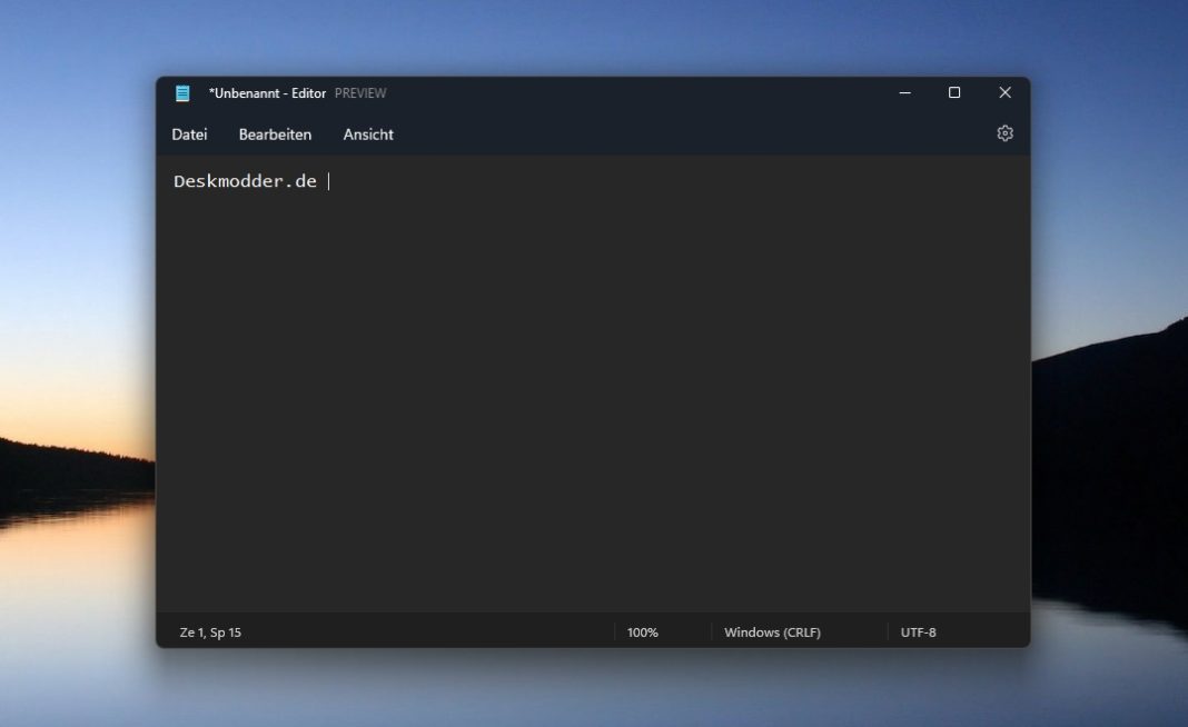 Windows 11 Windows Notepad (Editor) app as all-new preview and in dark mode

