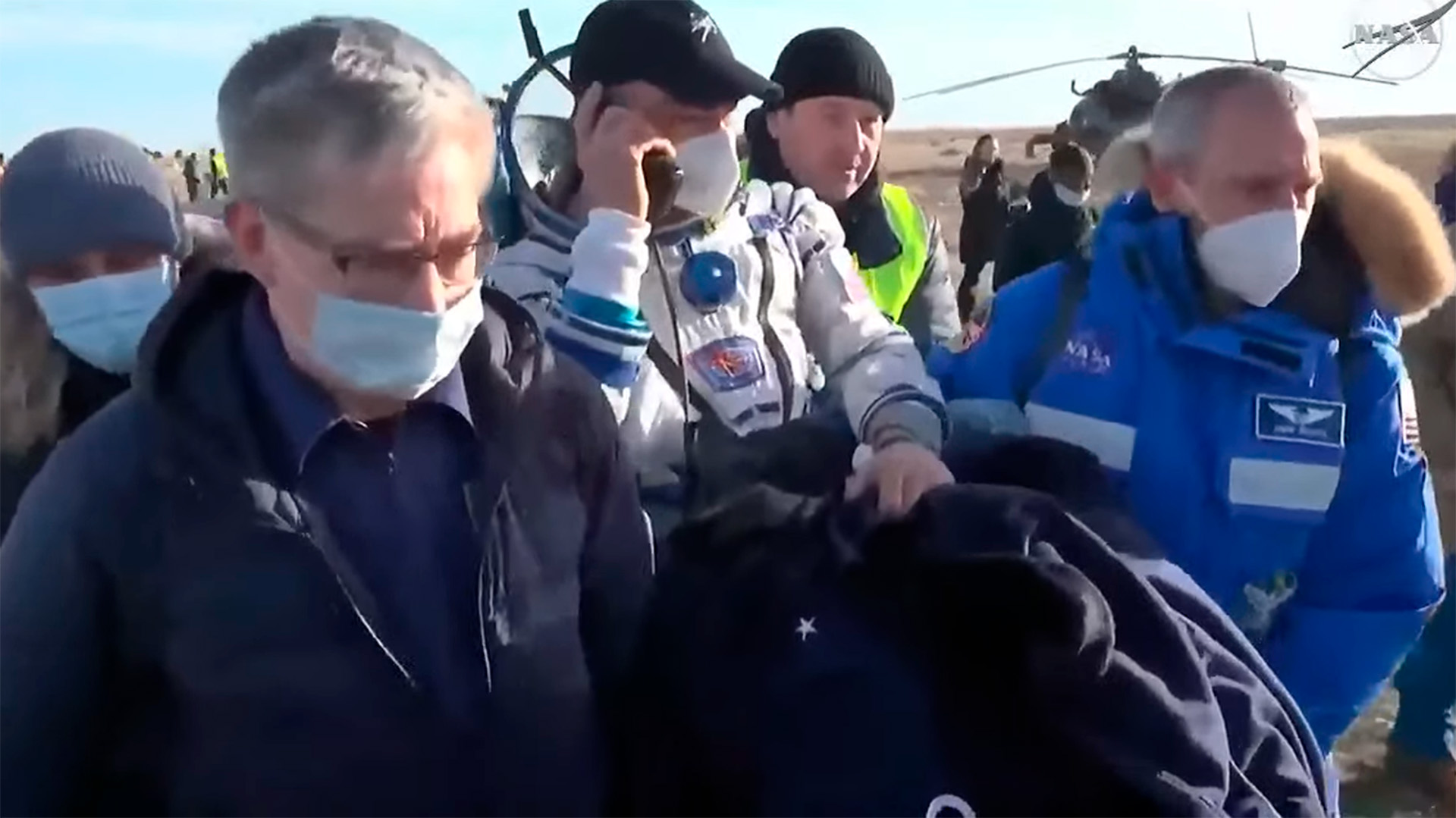 Mark Vande Hei after landing on Earth after spending nearly a year in space