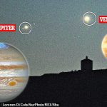 Magical scene: Jupiter and Venus loom in the sky over Rocca Calaccio Castle in central Italy before sunrise yesterday