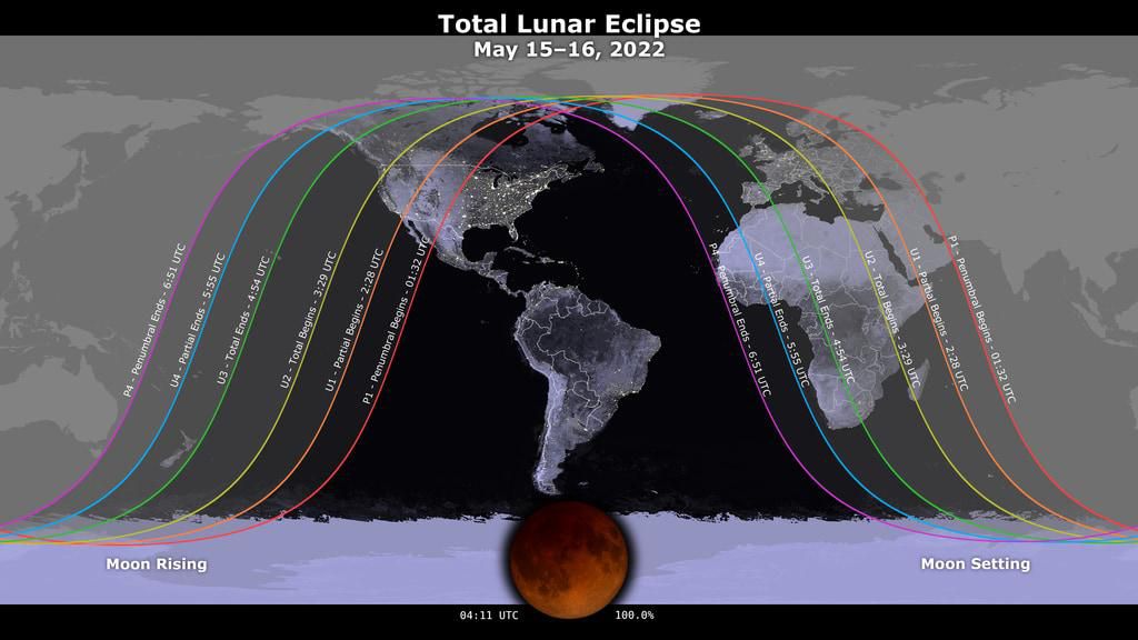 In South America and the eastern half of the USA, the total eclipse will be fully visible.