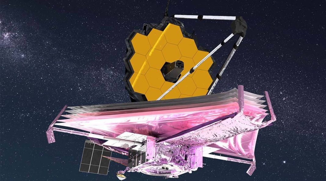 artist's impression of the james webb space telescope in space