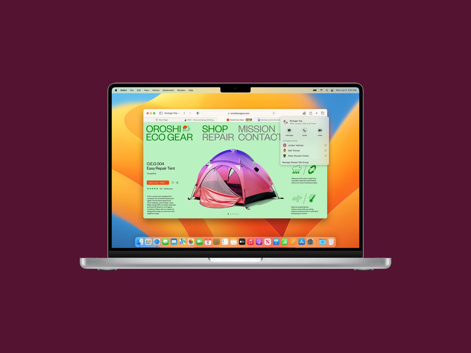 MacBook featuring macOS Safari Shared Tabs