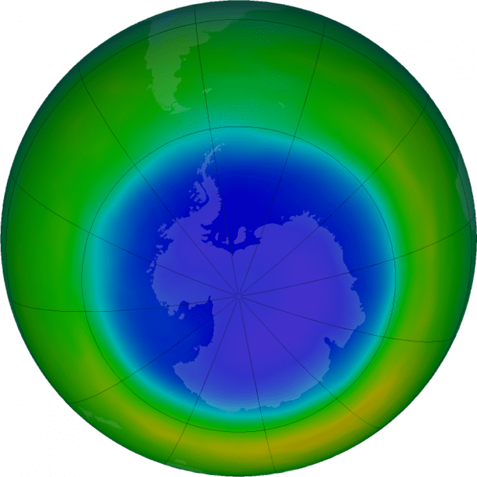 ozono totale sopra il polo Nord (fonte Nasa)