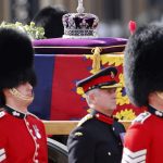 Queen Elizabeth, coffin leaving Buckingham Palace

